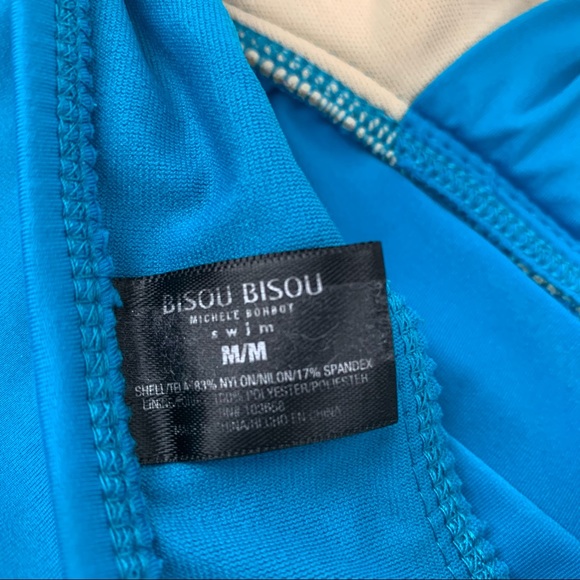 BISOU BISOU Blue tankini swim top padded size M adjustable straps - Picture 3 of 5